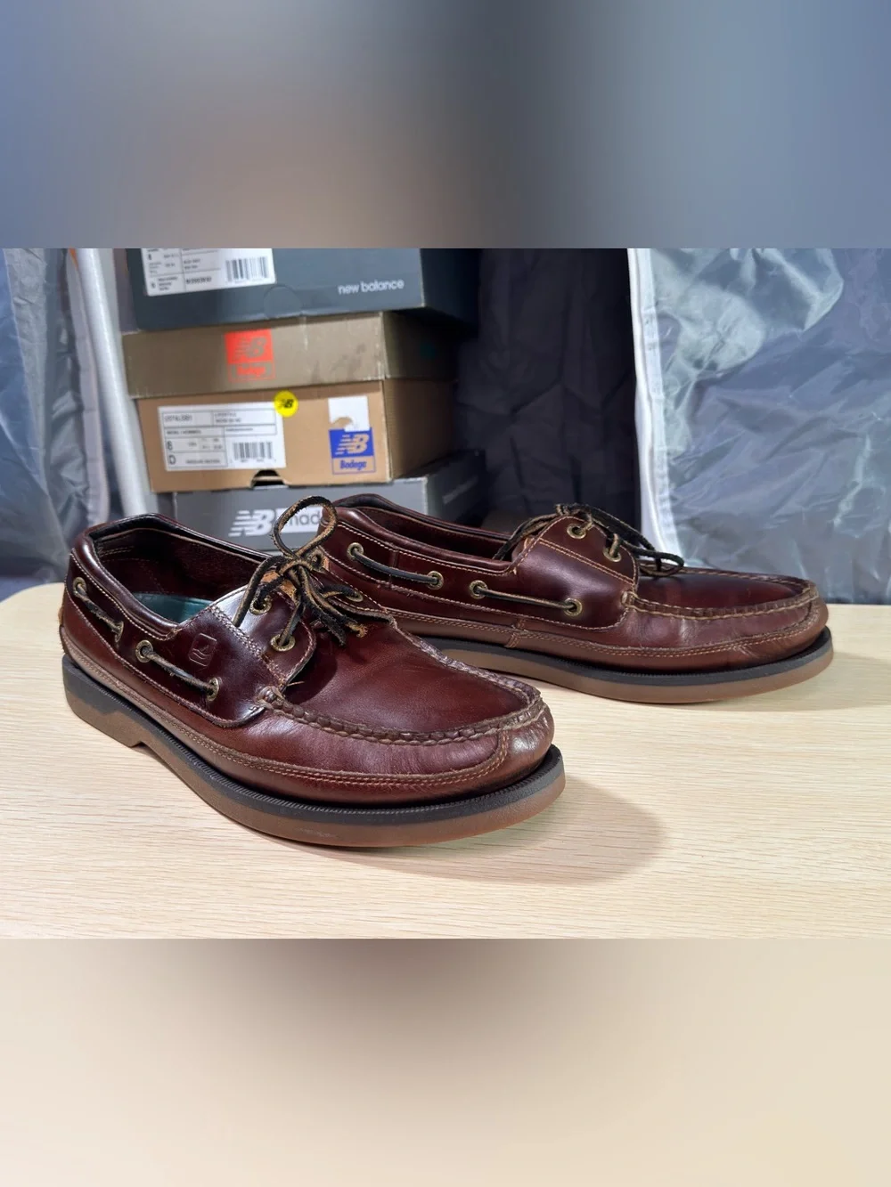 Sperry Top Sider Mako Collection Brown Leather Boat Loafer Shoes Men 10.5 Wide